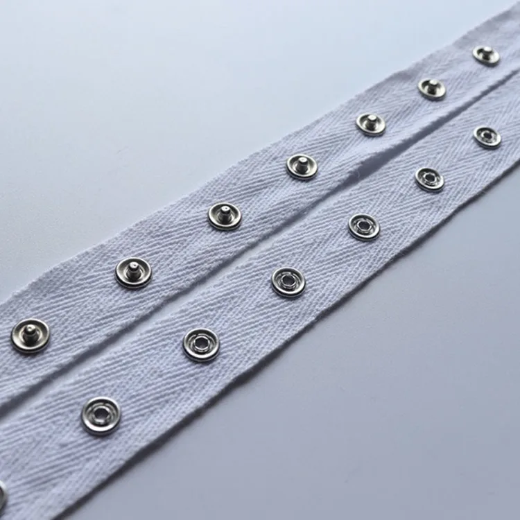 Black Cottons Metal Snap Button Tape With Prong Metal Snap Button Tape With Metal Fastener Buttons
