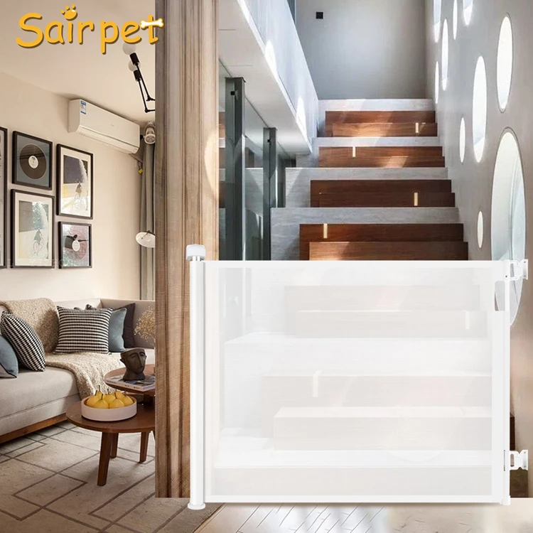 Portable Folding Pet Safe Guard Magic Mesh Dog Baby Gate Safety Fence for Dogs and Cats with 4 Sticky Hooks