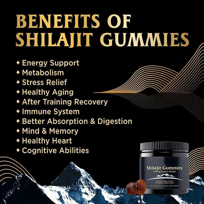 Private Label Sugar Free Shilajit Black Seed Oil Gummies 600mg Natural Mineral Shilajit Gummies Supplement Support Energy