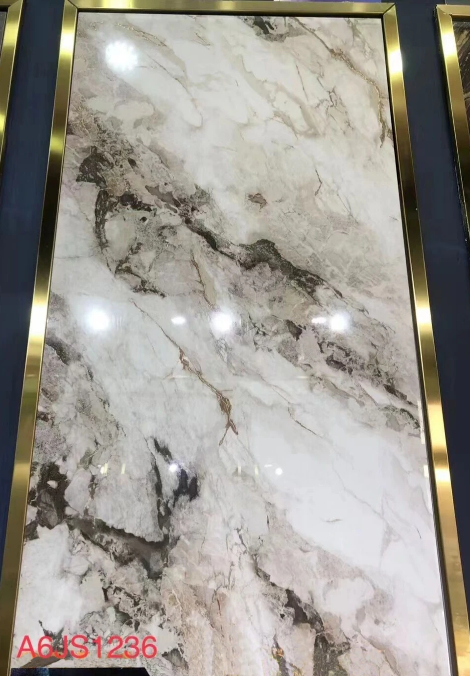 Wholesale price Factory High Gloss Lixury Gold Marble Look Porcelain Floor Tiles Polished Glazed Tile 600x1200