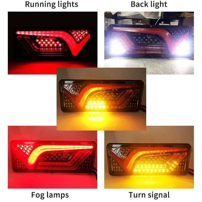 12v 24V Dynamic LED Truck Tail Light Turn Signal Rear Brake Light Reverse Lamp Trailer Lorry Bus Camper Caravan