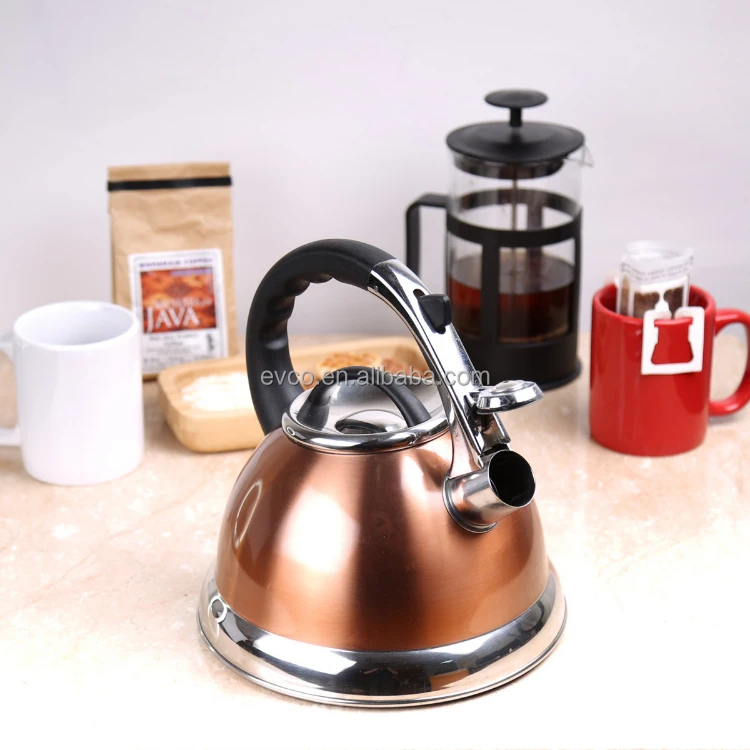 Camille 3.0 Qt. Stainless Steel Whistling Tea Kettle in Copper Color