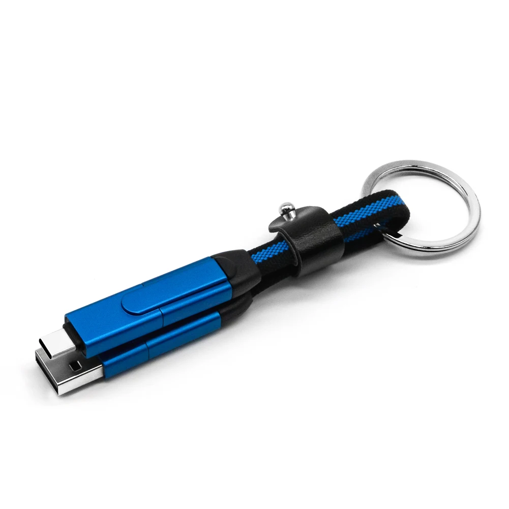 Promotional Business Gifts Multi Portable Fast Charging  Mini 6 In 1 USB Charging Cable with Keychain