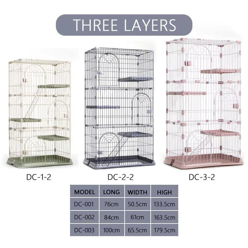 Wholesale Three-Layer Three-Door Cat Cage Stainless Steel Material Large Cat House Pet Cage