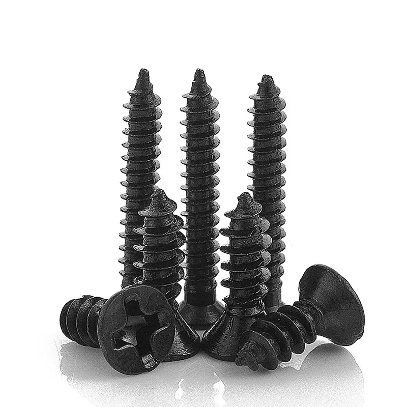 Black Carbon Steel M2 M2.6 M3 Flat Head Self Tapping Screw