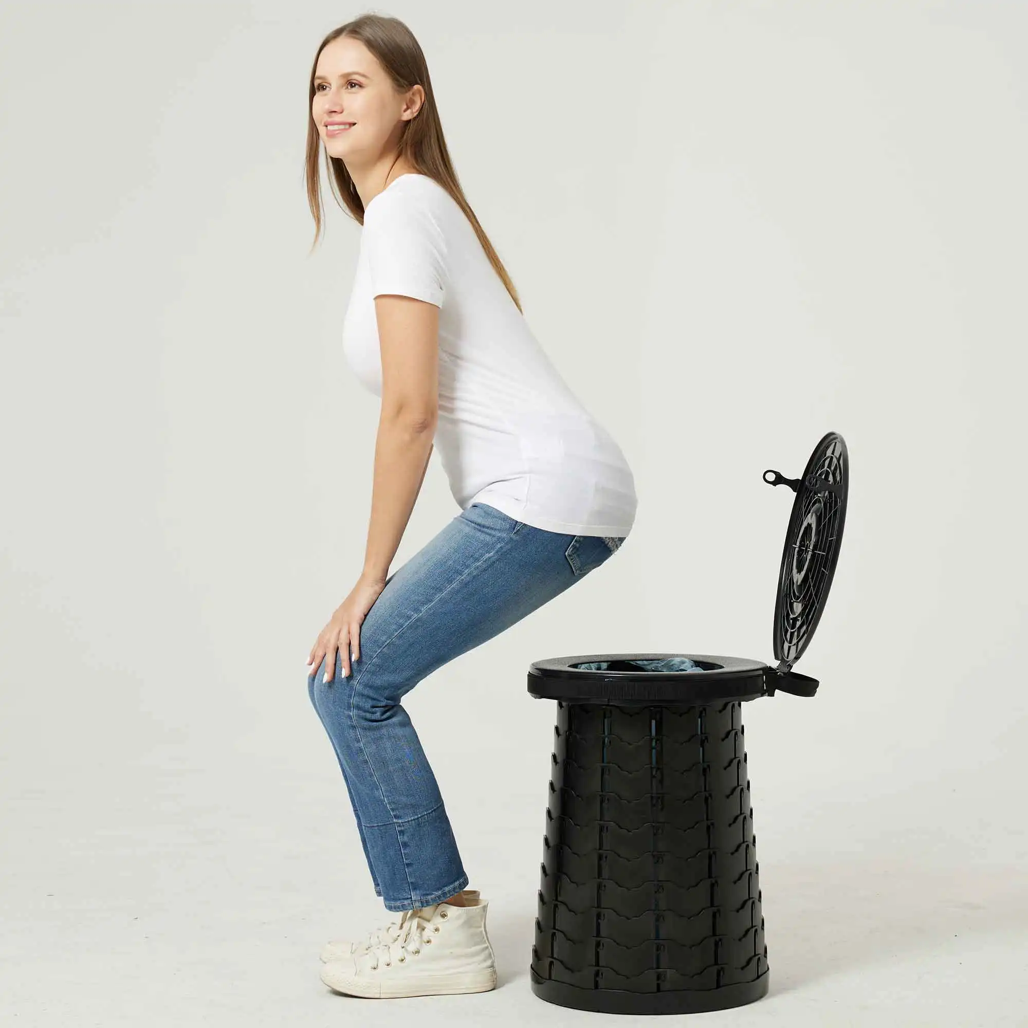 Customized sturdy portable folding telescopic seats Camping Toilet Stool Retractable folding stools