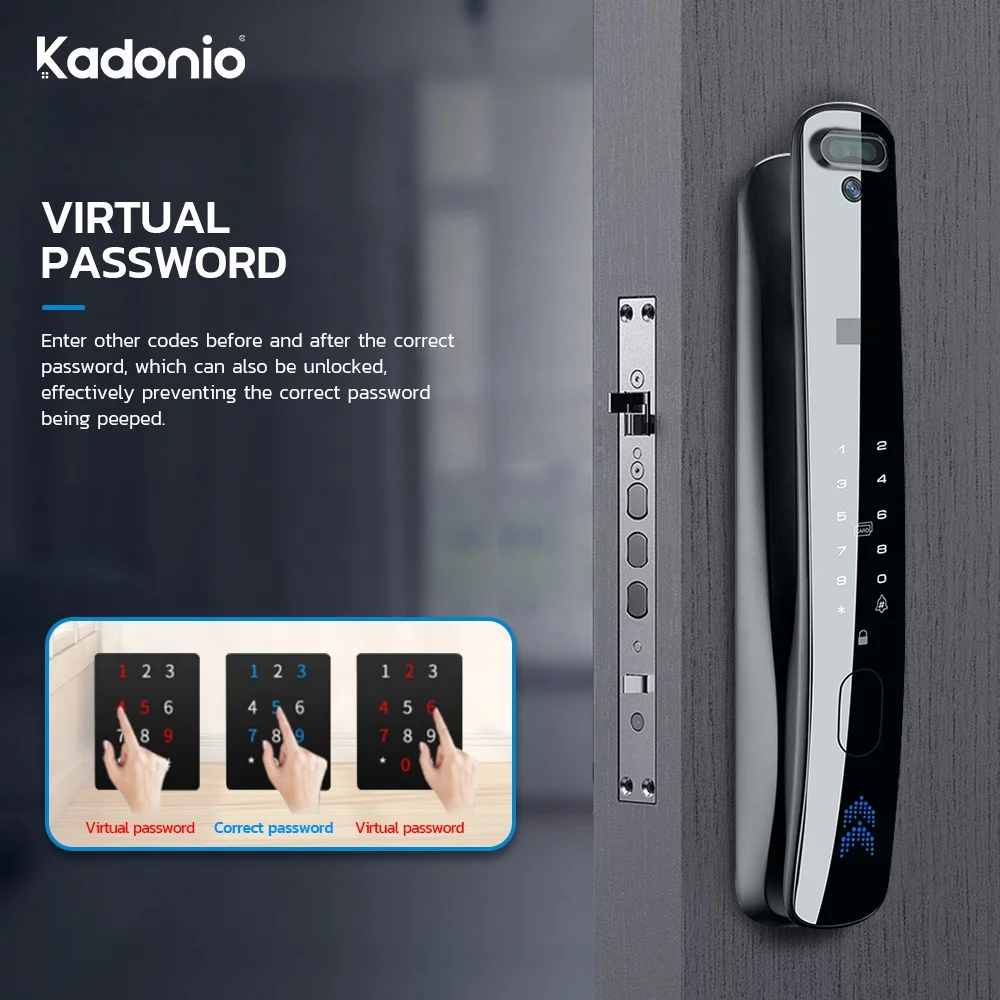 Kadonio Automatic Biometric Face Recognition Fingerprint Password Apartment Room Smart Door Lock
