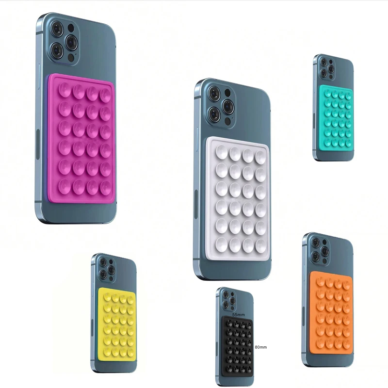Reusable 24 Square Silicone Suction Cup Mobile Phone Tablet Suction Cup Videos Selfies Thickening Silicone suction phone holder