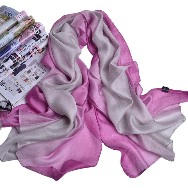 New Silk Scarf Female Solid Color New Silk Satin Silk Sunscreen All-match Long Scarf Beach Shawl