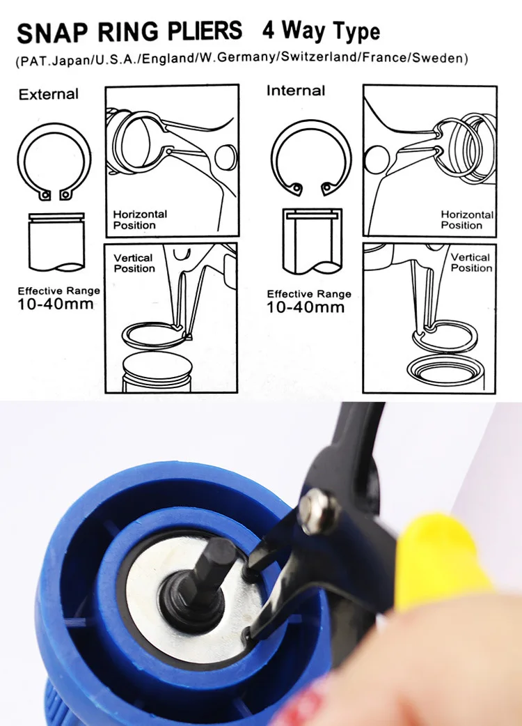 2 in 1 external and internal circlip pliers dual use retaining ring pliers for install and removal snap rings