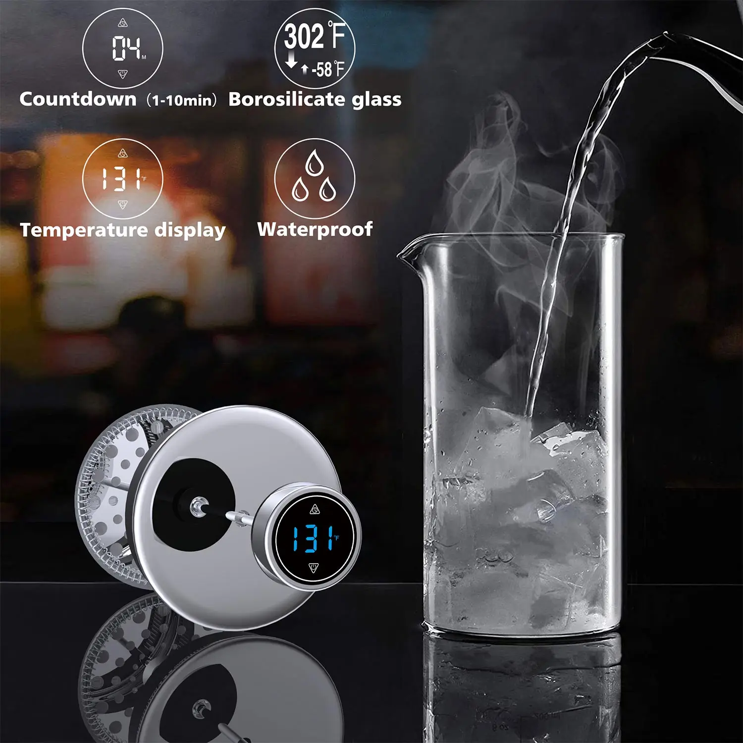  Coffee Maker with 4 Level Filtration System Glass French Press