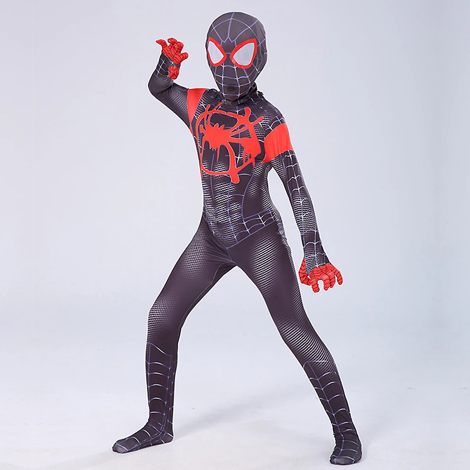 Fashion 3D Cartoon Spiderman Costume Fancy Dress Adult And Kid Halloween Costume Red Black Cosplay Bodysuit