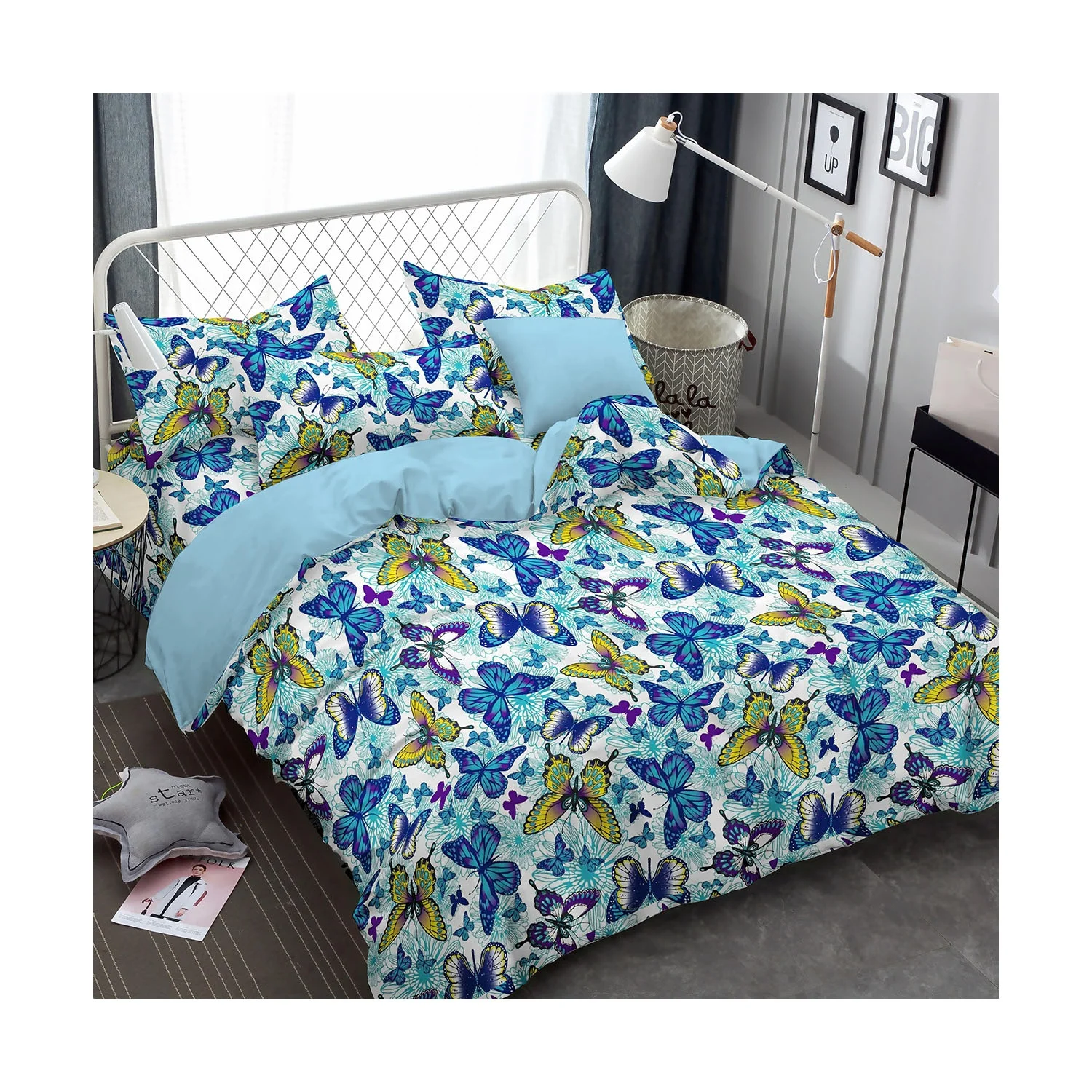 Butterfly pattern China manufacture soft bedding woven fabric polyester