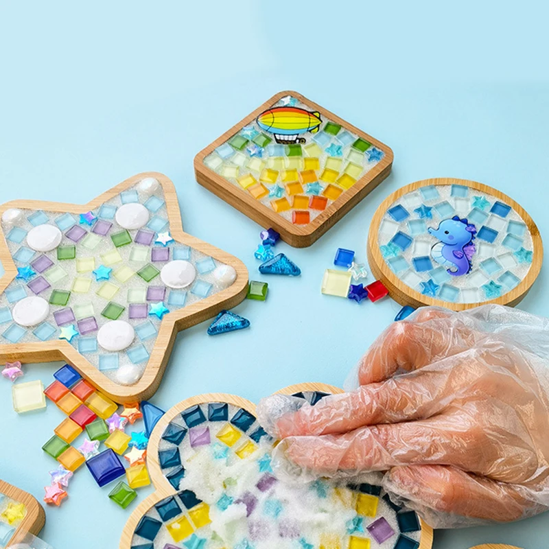 Hot Sale DIY Mosaic Coaster Material Package, Cup Mat Handmade Making Craft Mosaic Tool Bamboo Groove Tool Kit
