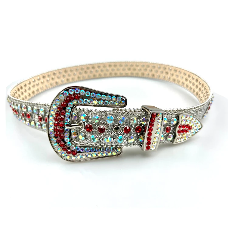 Fashion Casual Cowgirl Cowboy Bling Crystal Unisex Leather Rhinestone Waist Belt for men women