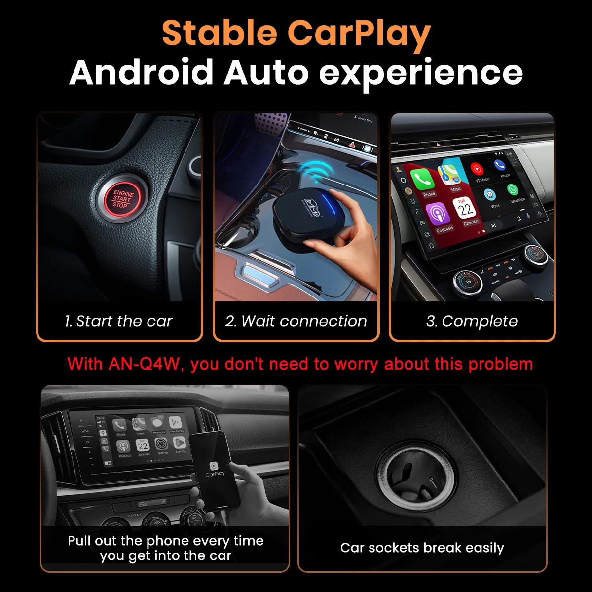 Joyeauto MMB Qualcomm 6125 AI Box Wireless Carplay Android13 Youtube Netflix Plug and Play Portable Carplay Adapter