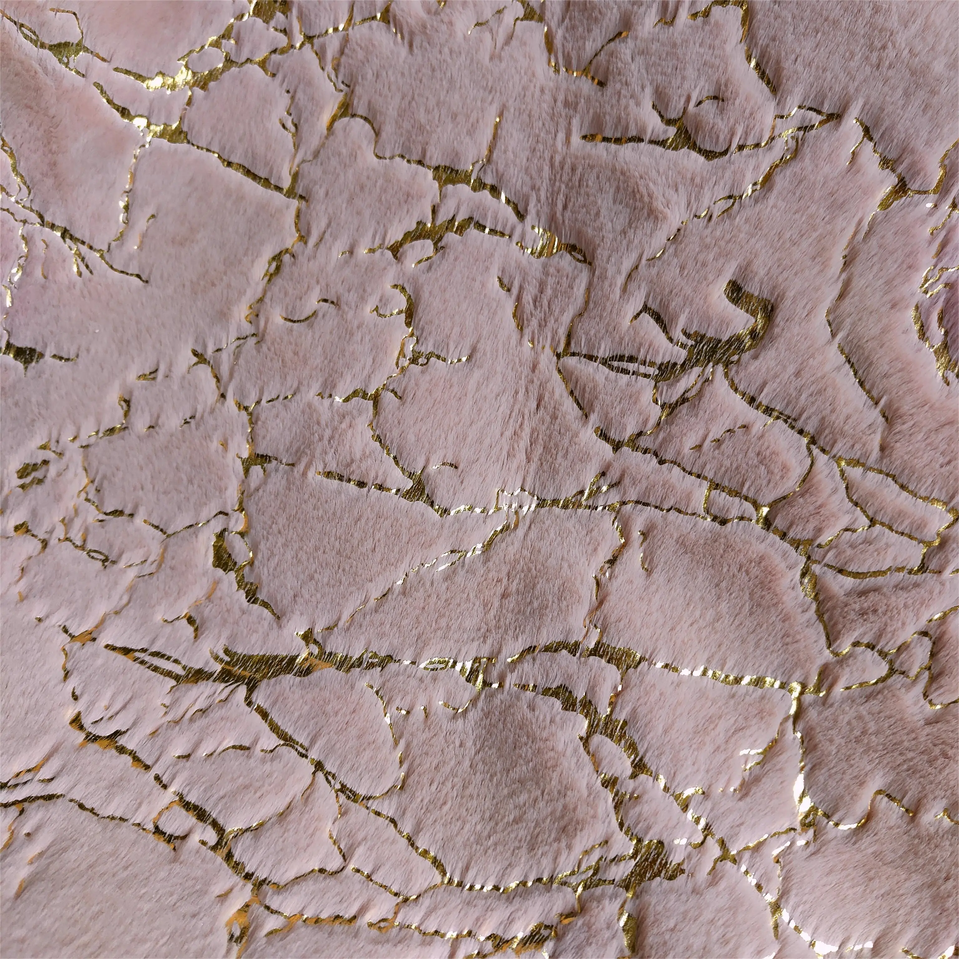 Custom Bronzing Short Pile Faux Rabbit Fur Fabric Faux Rabbit Soft Pink Grey Leopard Print Faux Rabbit Fur Fabric For Blanket