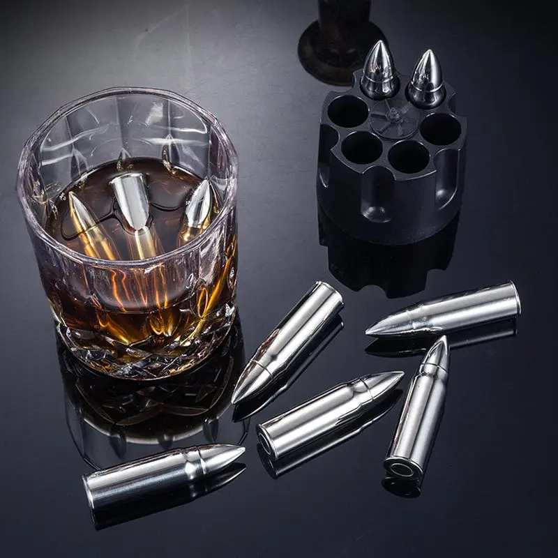 F511 304 stainless steel bullet ice cube metal frozen coffee drink whiskey bar set