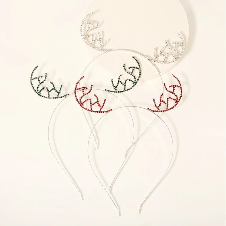 
European and American cross-border new headgear ins net red press hairpin ball show Christmas antlers rhinestone headband 
