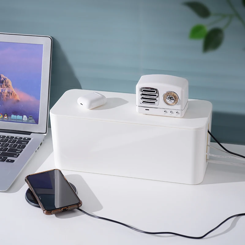 Hot Sale ABS Large Desk Mounted Cable Manage And Organise Electric Cable Organizer Management Box With Lid