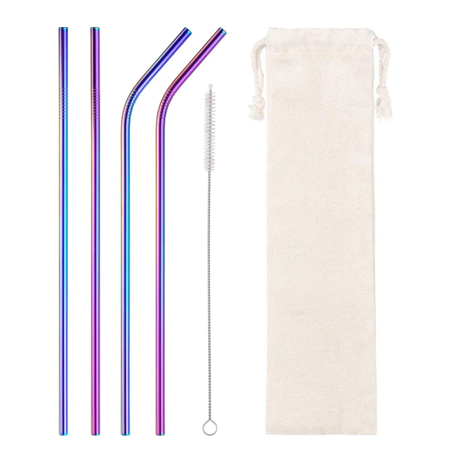 4pcs Reusable Stainless Steel Straws 8.5 Inches Drinking Straw Set Customized Logo