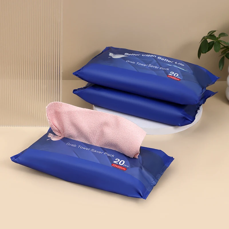Pink 8.6*8.6(Pack of 20)in Disposable Microfiber Rags in Bag 180GSM Lint Free Cloth Reusable Kitchen Towel Dust Auto Shops