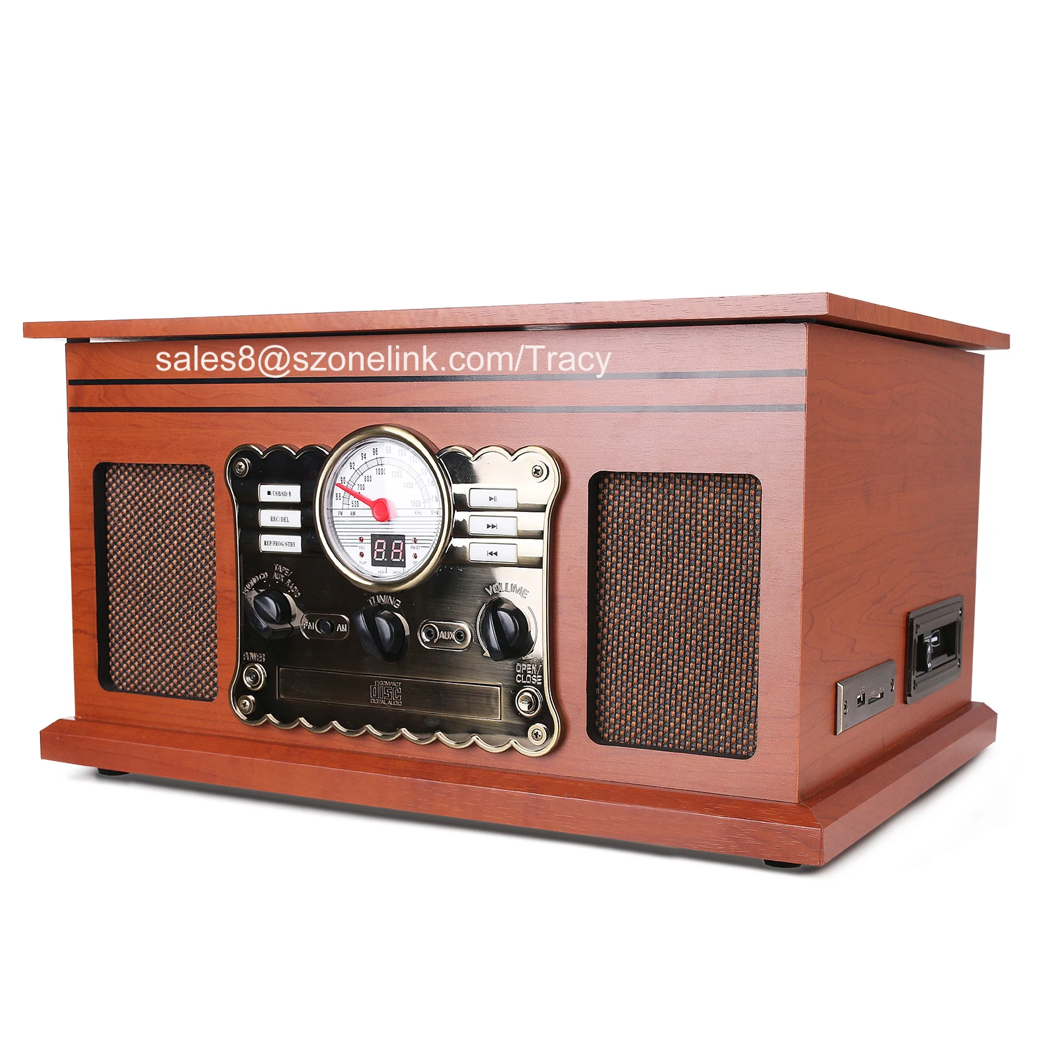 Home Audio AM FM Radio CD Player Gramophone Vinyl LP Record Player Phonograph Recorder Player USB Wireless Turntable