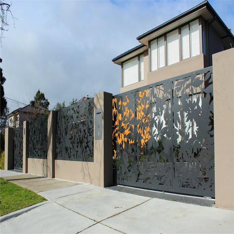 Laser Cutting Aluminum Garden Fence Panels Decorative Top Spear Metal Aluminium Alloy Garden Fence Panels