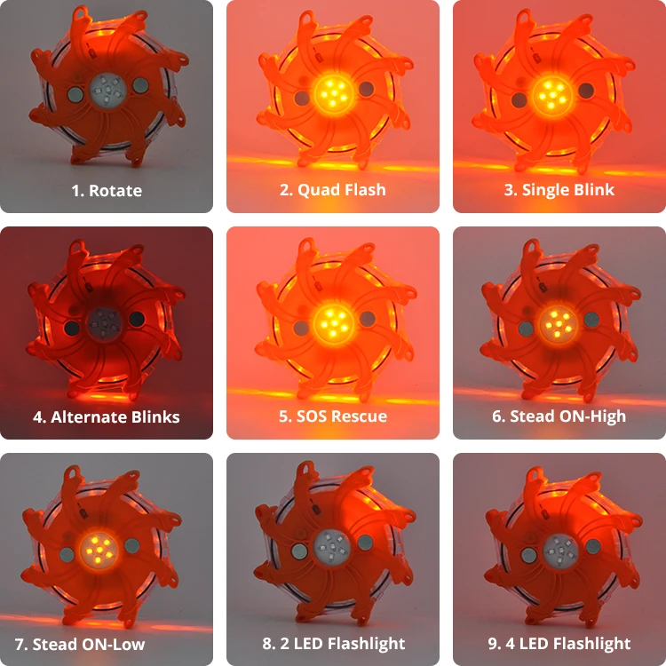 6 SMD + 6 Red LED Rechargeable Emergency Flash Flares Lights Vehicle Safety Strobe Flashing Warning Flare Light