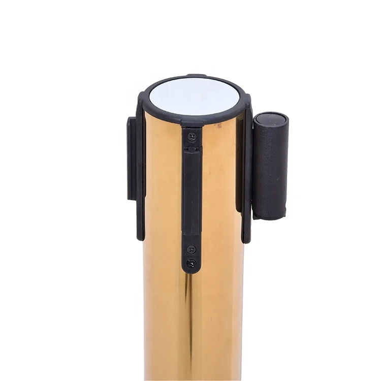 Crowd Control Queue Line Post Retractable Belt Gold Barrier