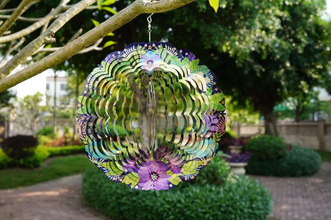 Hourpark Outdoor Garden Ornaments Hummingbird Rotating Animal 12inch Hanging 3D Wind Spinners