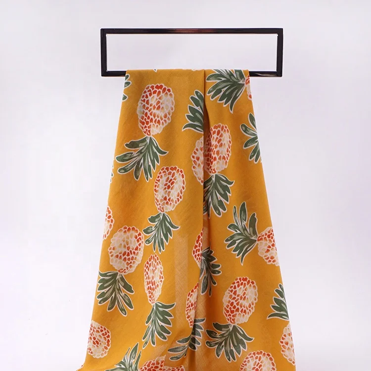 New design rayon material   rayon fabric digital printed fruit design in rayon fabric