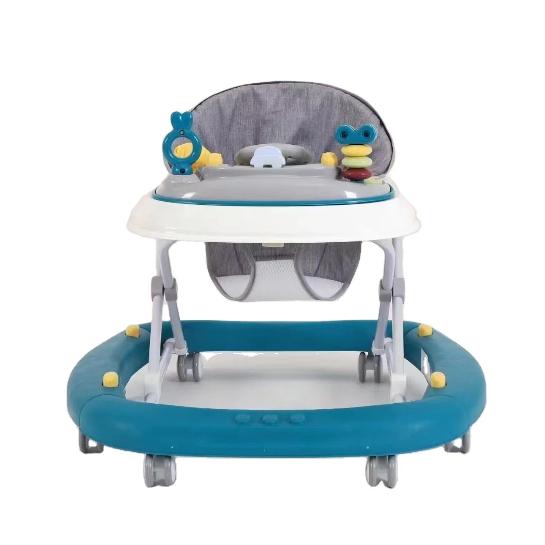 3-in-1 Safety Musical Cartoon Walking Chair Baby Walker with Push Handle & Canopy for Kids Boys & Girls Plastic Frame