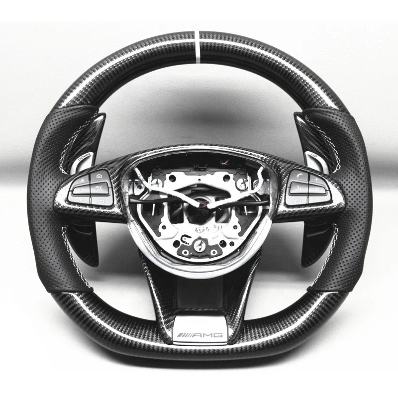 AUTO RACING CAR STEERING WHEEL CARBON FIBER  FOR Mercedes-Benz AMG  C43 C63 CLA45 C63S A45 STEERING WHEEL 2015-2018