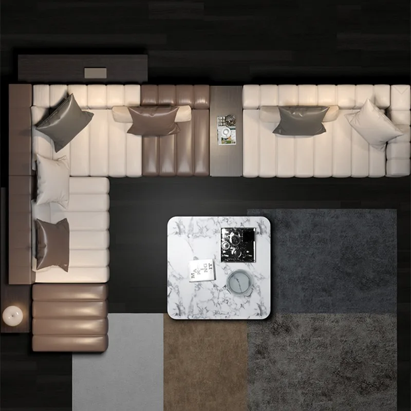 Итальянский современный минималистский кожаный диван большой размер гостиничная Гостиная высокого класса сочетание угловых ключей для пианино простой дизайн