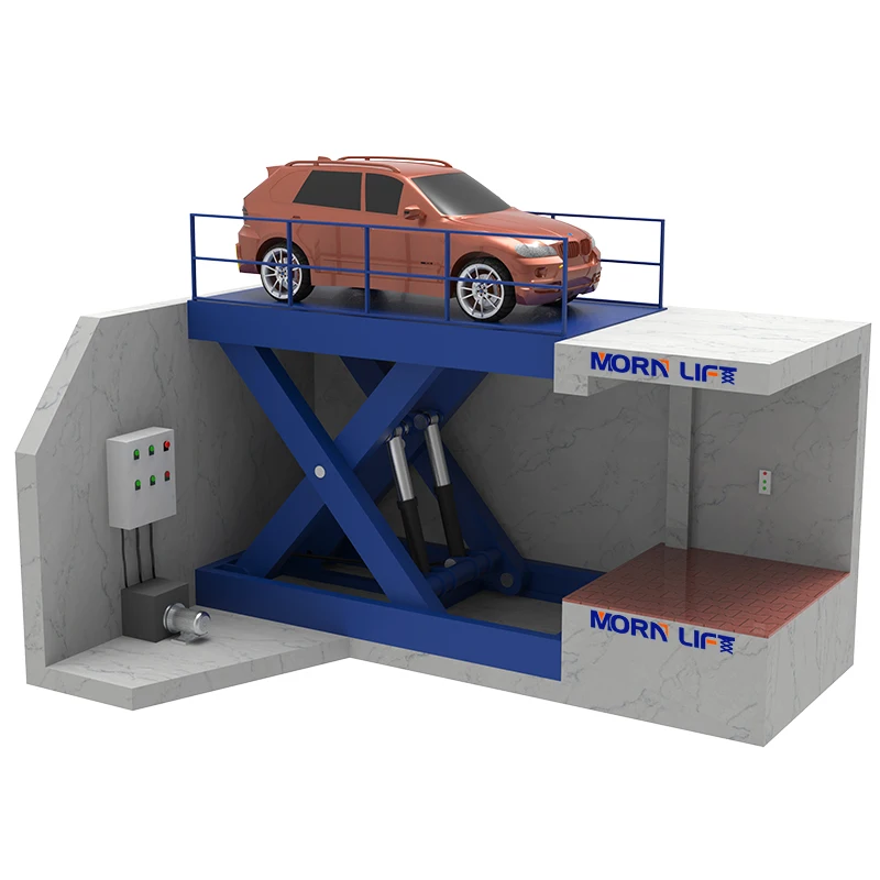 MORN customized underground garage car scissor lift vehicle single deck basement stationary car parking lift for sale