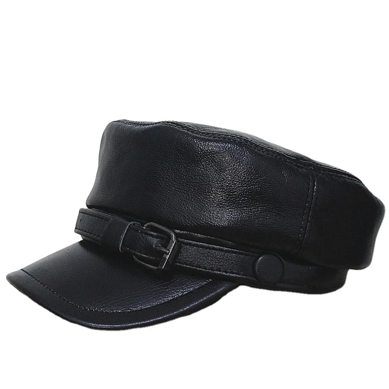 Стиль; Новинка; В стиле ретро; Кожаные береты темно-синие головные уборы для мужчин и женщин; Европы, Америка и Англия кепки с плоским верхом военные головные уборы