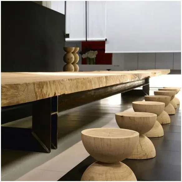 Round Solid Wood Top Side Table Pedestal End Table