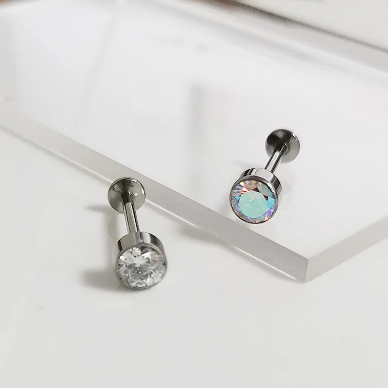 G23/F136 titanium body piercing jewelry zircon piercing titanium astm f136 stud septum piercing jewelry