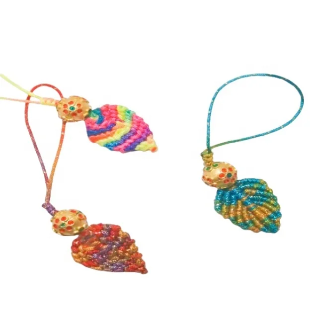 Chinese style handmade  leaf woven pendant braided rope pull bag mobile phone case  fashion pendant  fine accessories