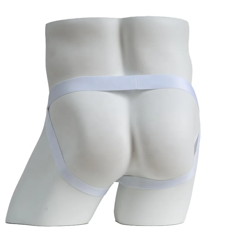 Qingya Men Black Sheer Sexy Jockstrap Brief Low-Rise Seamless Underwear Spandex Fabric White Briefs for Men