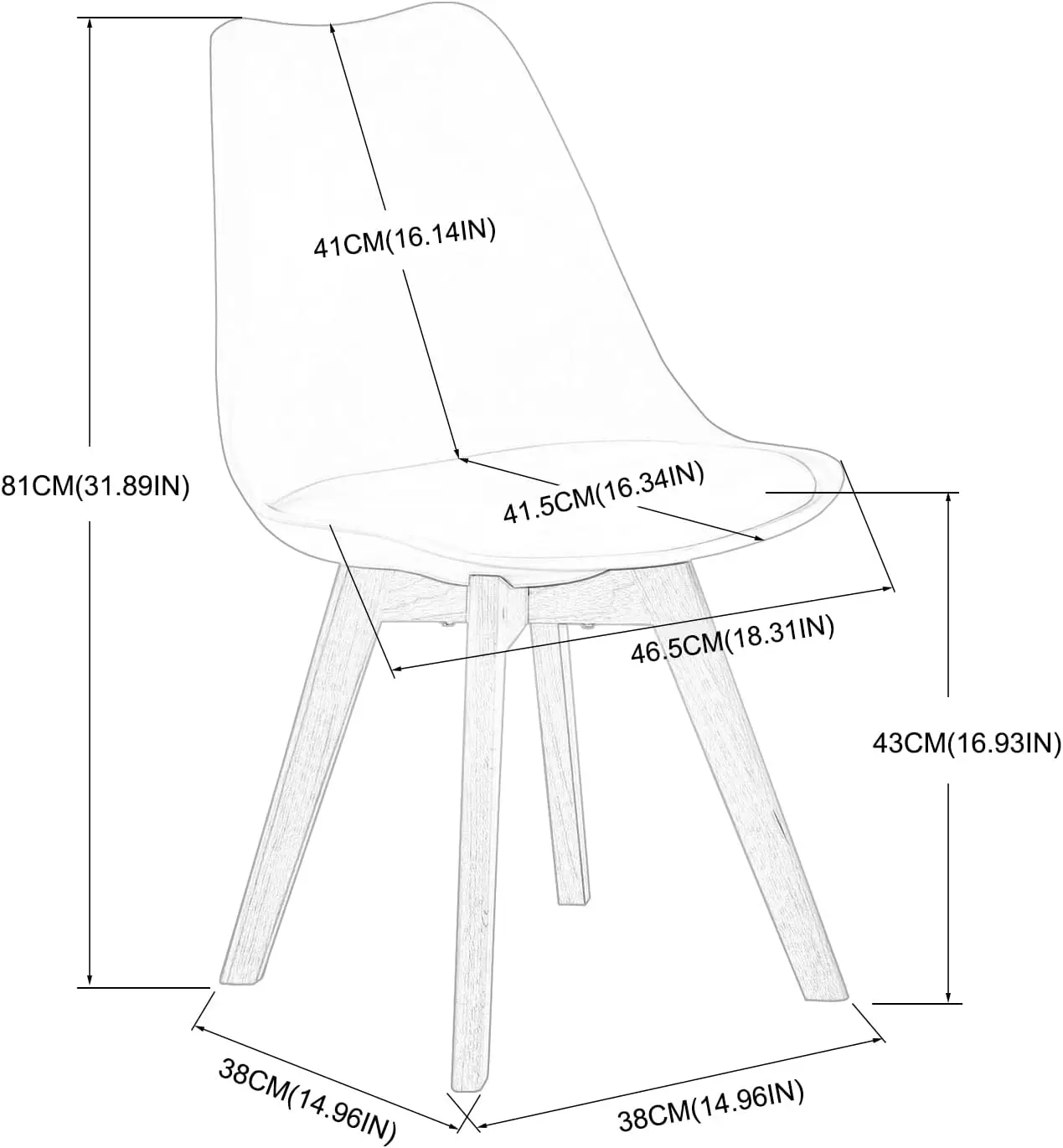 Wholesale Prices Living Room Chairs with PU Cushion Nordic Wooden Tulip Dining Chair with Wood Legs
