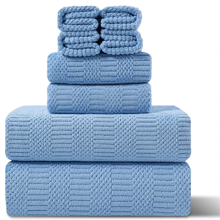 Medium Bath Towel Set Highly Absorbent Quick Drying Premium Cotton Bathroom Towels with Custom Logo Embroidered Wash Clothes