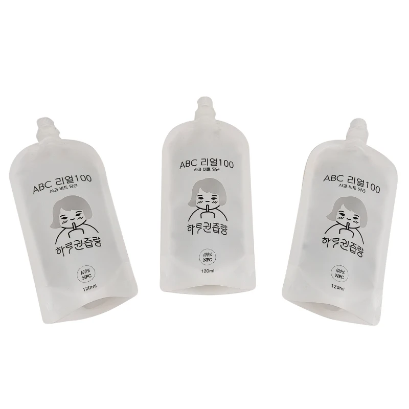 Biodegradable Reusable Stand Up Plastic Spout Bag Custom Fruit Juice Drink Packaging Spout Pouch Bag Juice Doypack With Nozzle