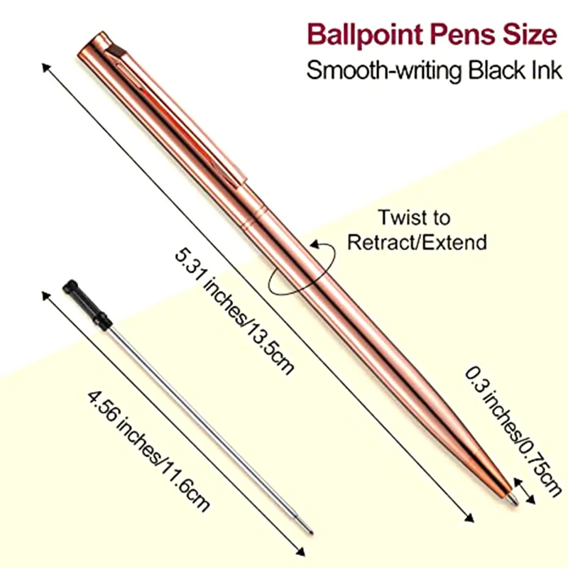 Free sample metal pen custom logo ballpoint pen thin twist smooth writing electroplating gold rose gold pens promotional