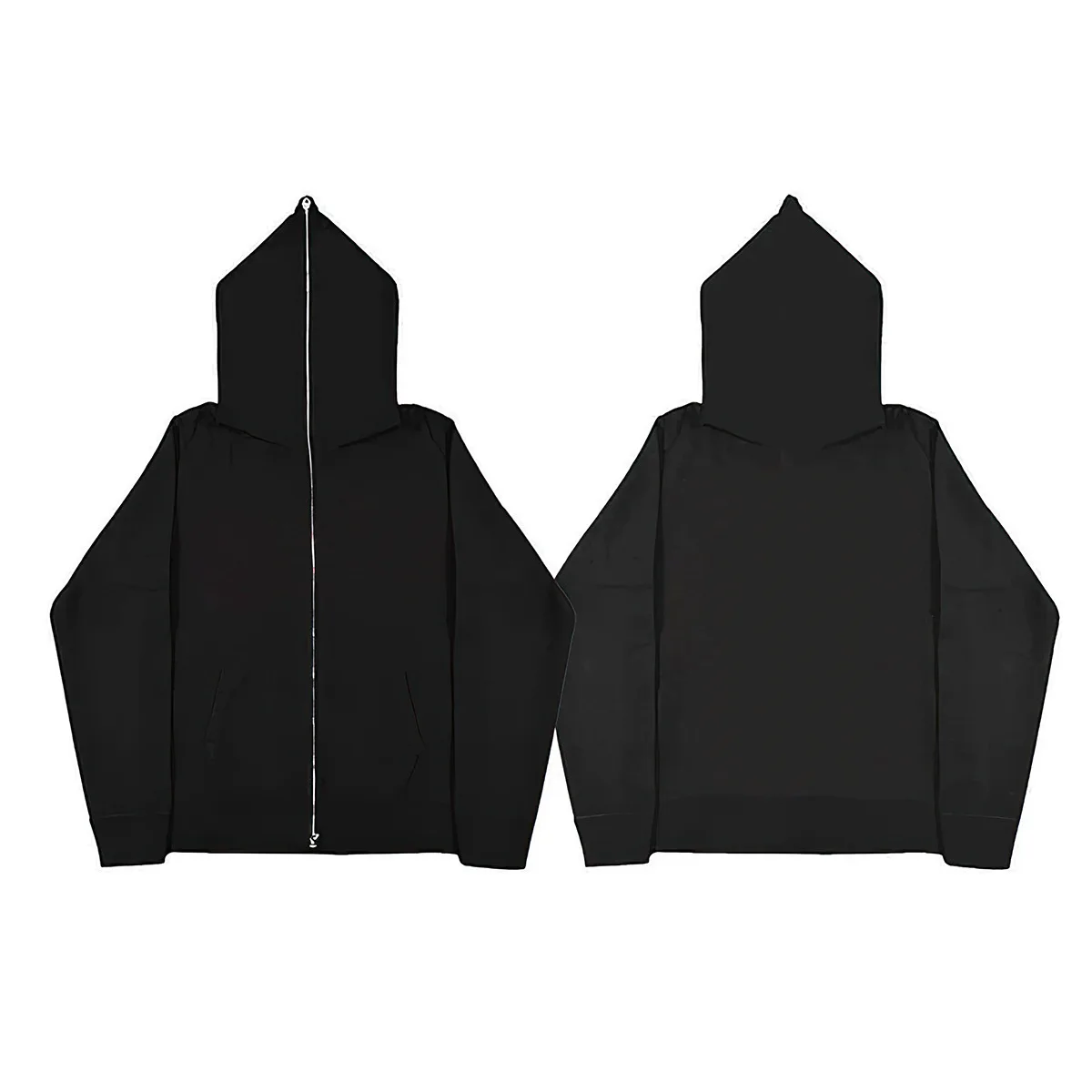 OEM Free Sample Polyester Cotton Black Blank Tracksuit Custom Logo Sweatshirt  Print Full Zip Up Hoodie Unisex For Men Women