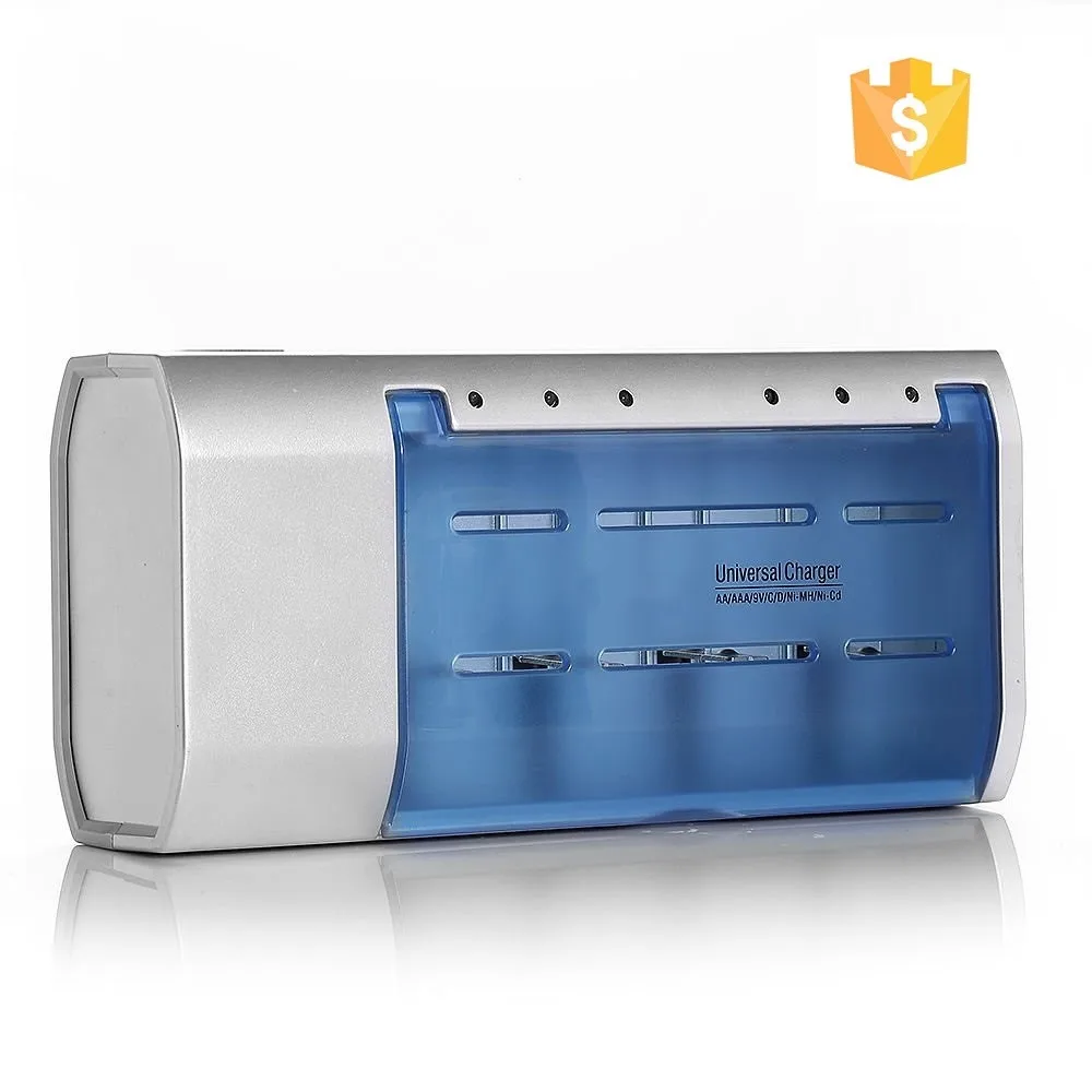 OEM custom Multi-Function Universal Standard Charger for  D,C,AA,AAA,9V Nimh/Nicd Rechargeable Battery