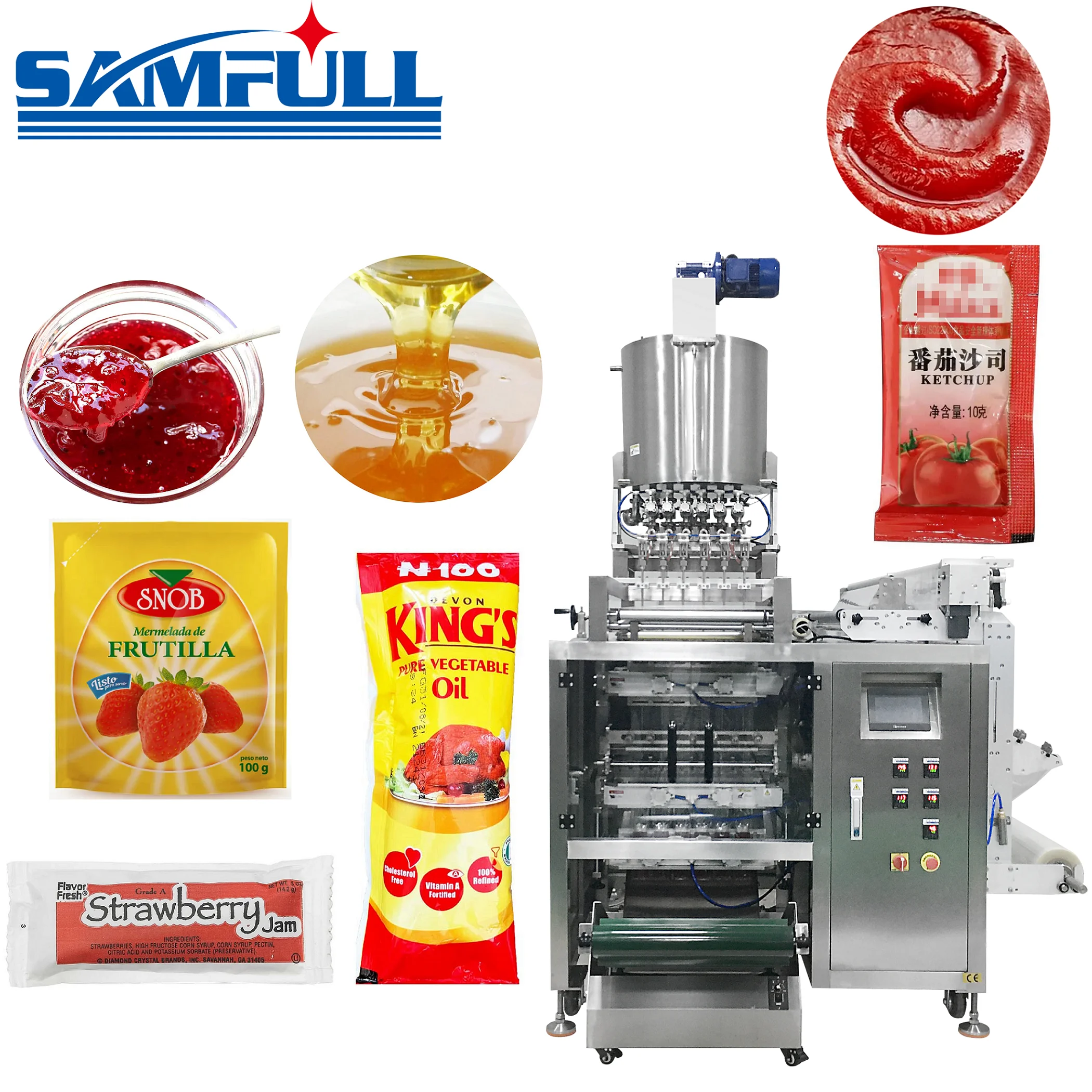SAMFULL Automatic Multilane Jam Stick Packaging Fruit Sauce Seasoning Honey Liquid Sachet Packing Machine