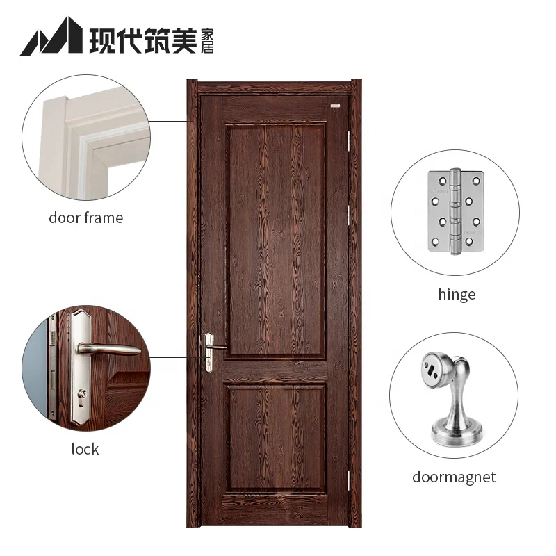 Soundproof Moisture Resistant Bedroom PVC Skin MDF Plywood Solid Wood Single Swing Interior Door To Malaysia