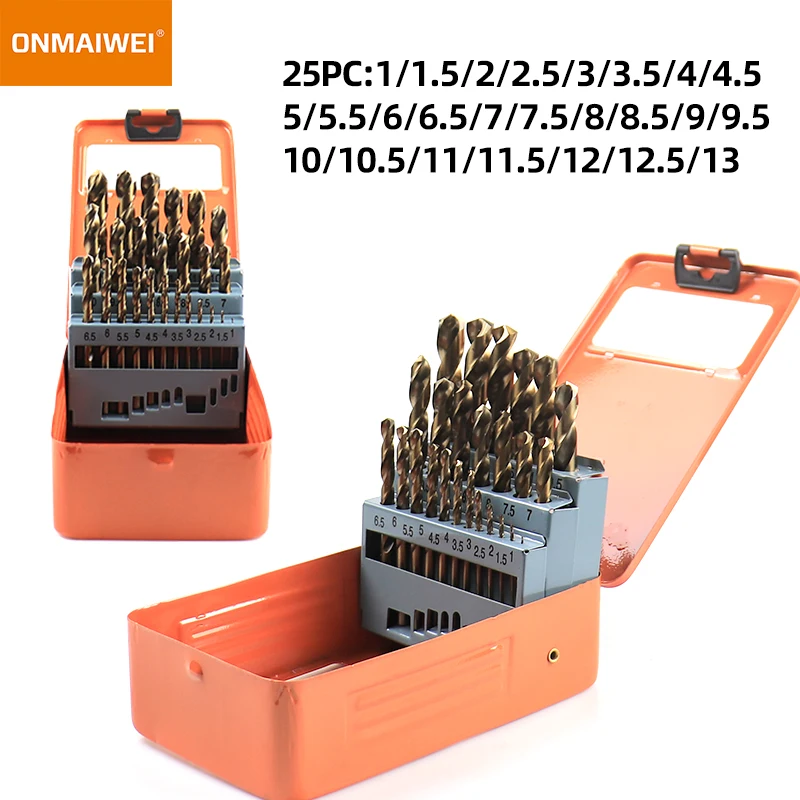 19 Pcs Metric DIN338 Fully Ground HSS Twist Drill Bit Set for Metal Steel Aluminium PVC Drilling in Plastic Box
